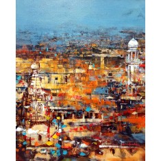 Shan Amrohvi, 24 x 30 inch, Acrylic on Canvas, Cityscape Painting, AC-SA-189